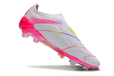 Adidas Predator Accuracy+ Laceless FG Low-Tops Soccer Cleats - White/Pink/Blue/Yellow