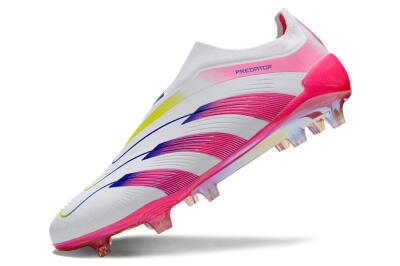 Adidas Predator Accuracy+ Laceless FG Low-Tops Soccer Cleats - White/Pink/Blue/Yellow