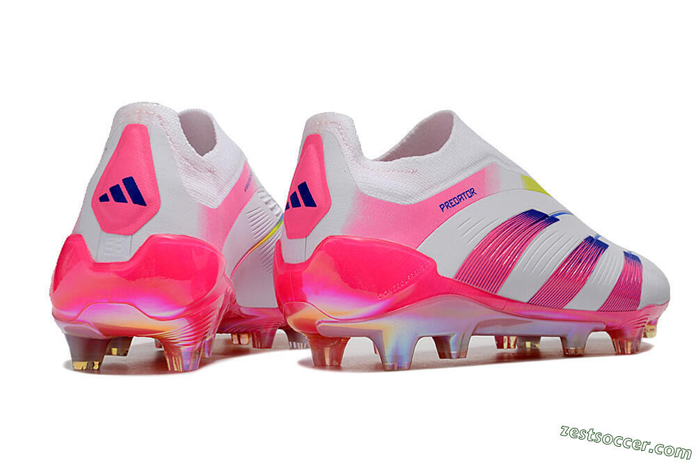 Adidas Predator Accuracy+ Laceless FG Low-Tops Soccer Cleats - White/Pink/Blue/Yellow 6
