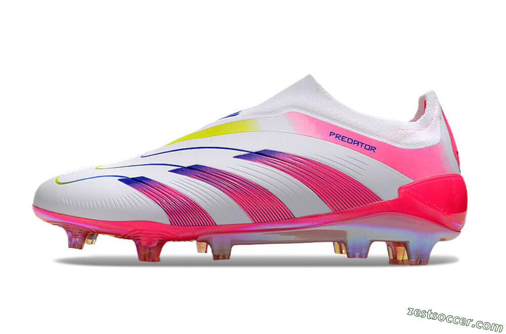 Adidas Predator Accuracy+ Laceless FG Low-Tops Soccer Cleats - White/Pink/Blue/Yellow 2