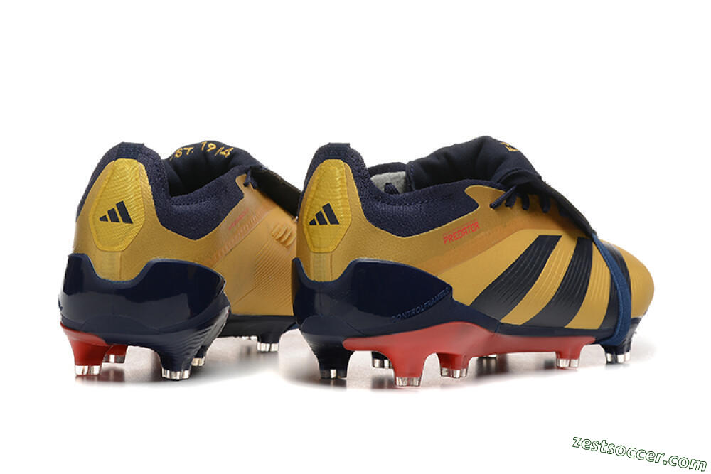 Adidas Predator Elite Foldover Tongue FG Low-Tops Soccer Cleats - Gold/Blue/Red 9