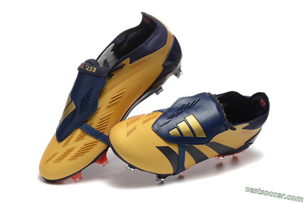 Adidas Predator Elite Foldover Tongue FG Low-Tops Soccer Cleats - Gold/Blue/Red 6