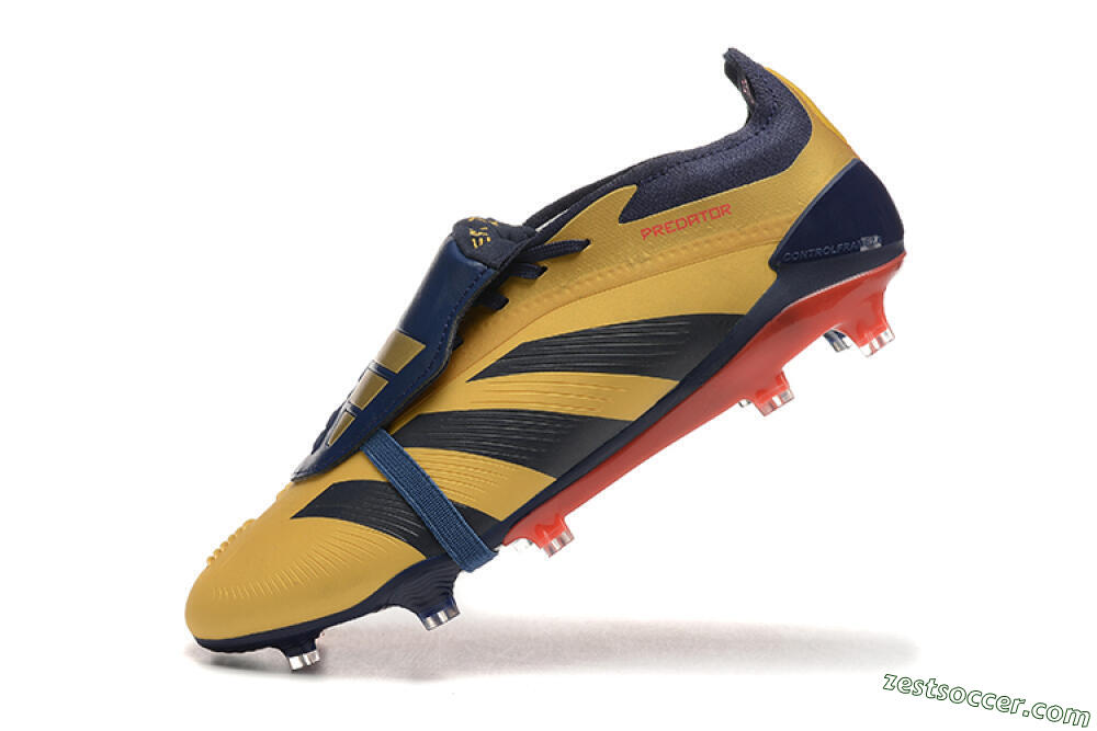 Adidas Predator Elite Foldover Tongue FG Low-Tops Soccer Cleats - Gold/Blue/Red 8