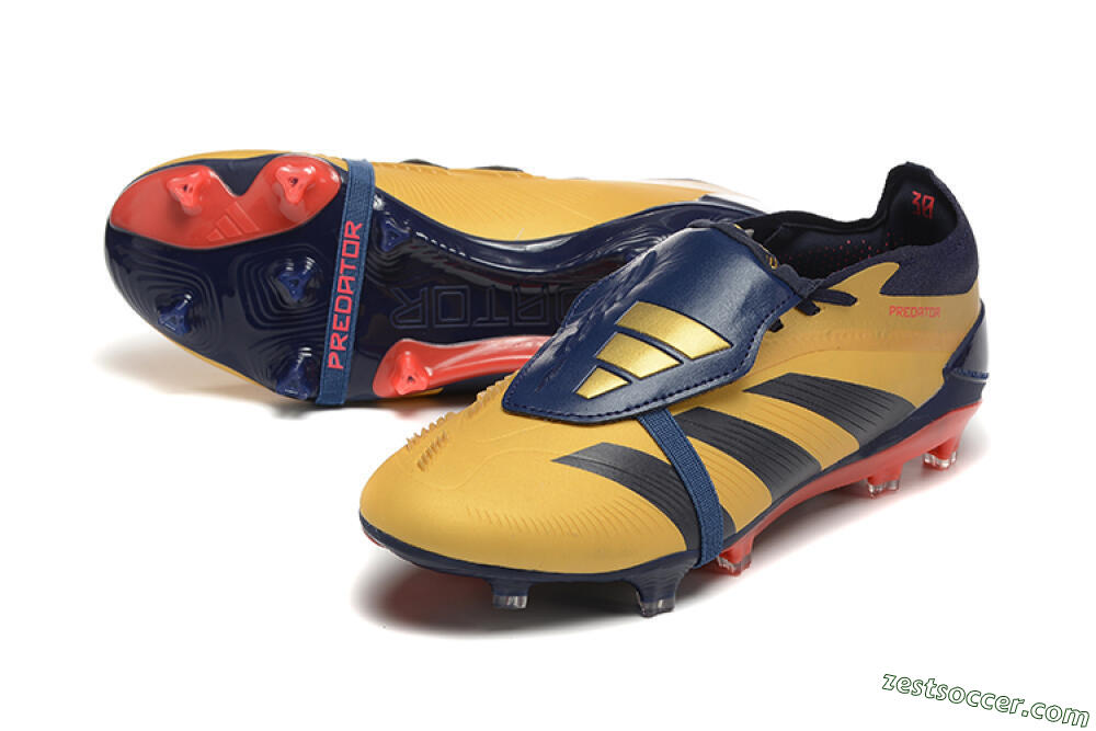 Adidas Predator Elite Foldover Tongue FG Low-Tops Soccer Cleats - Gold/Blue/Red 3