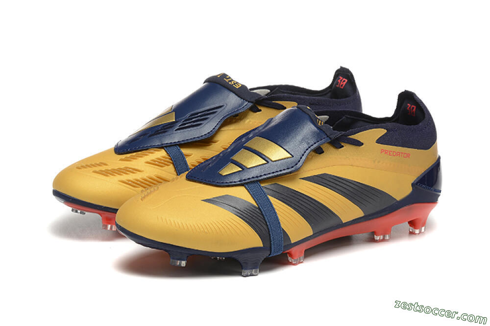 Adidas Predator Elite Foldover Tongue FG Low-Tops Soccer Cleats - Gold/Blue/Red 5