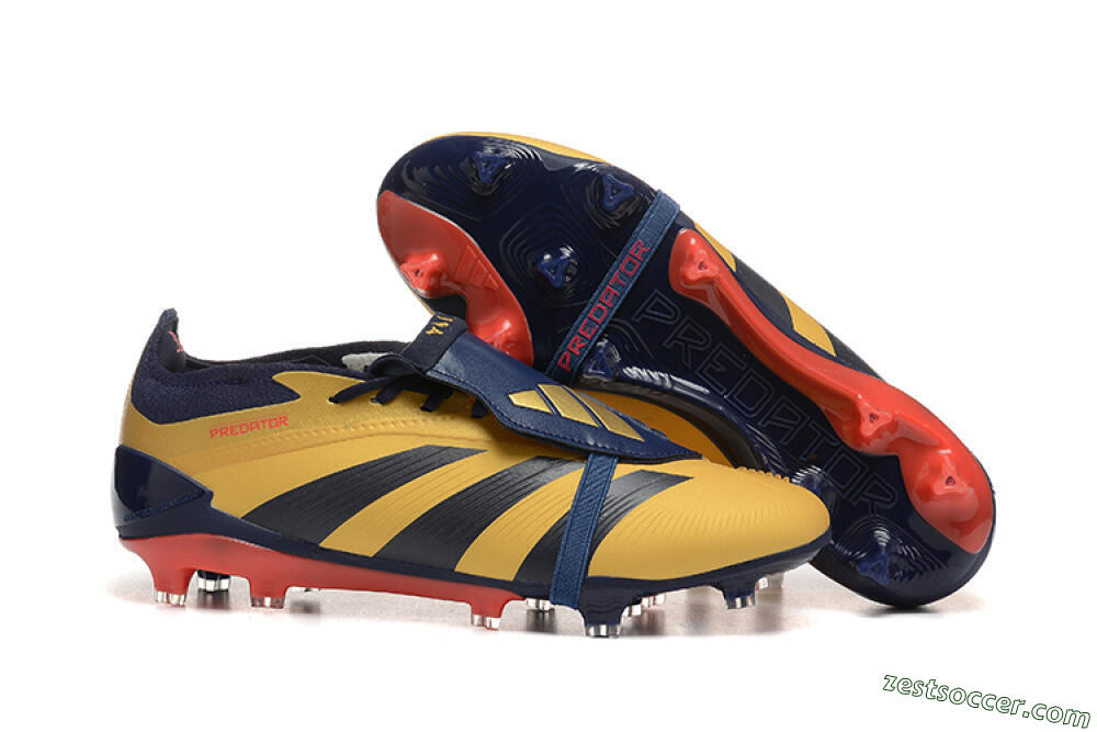 Adidas Predator Elite Foldover Tongue FG Low-Tops Soccer Cleats - Gold/Blue/Red 0