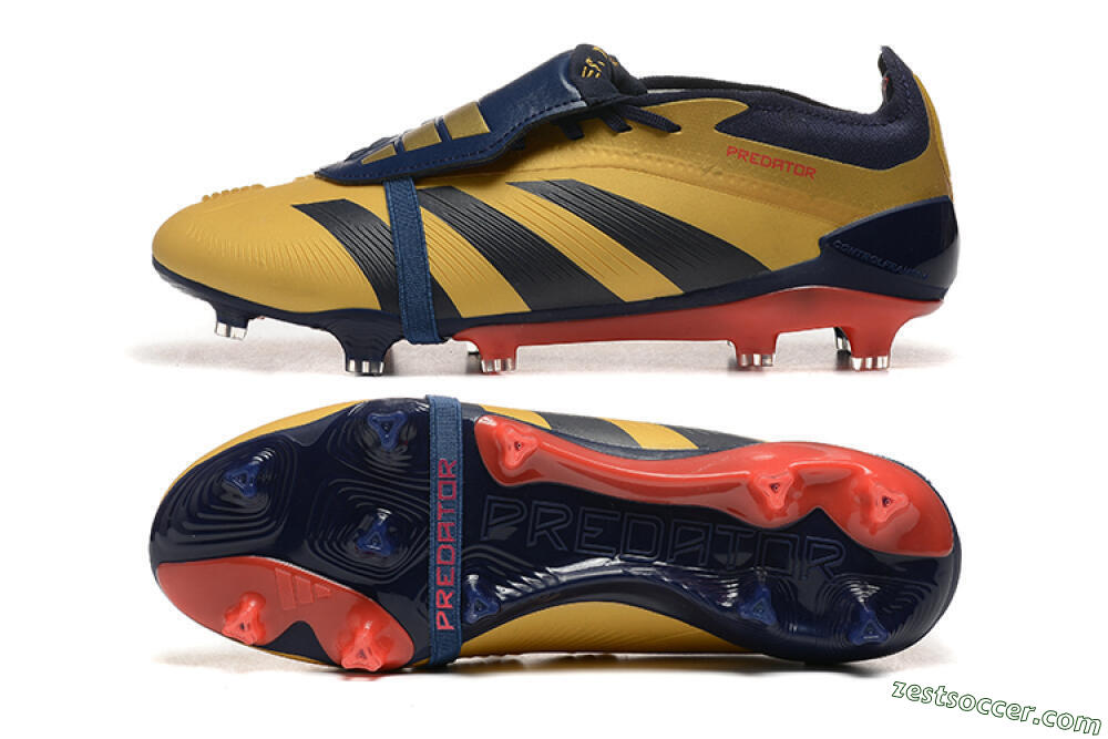 Adidas Predator Elite Foldover Tongue FG Low-Tops Soccer Cleats - Gold/Blue/Red 1