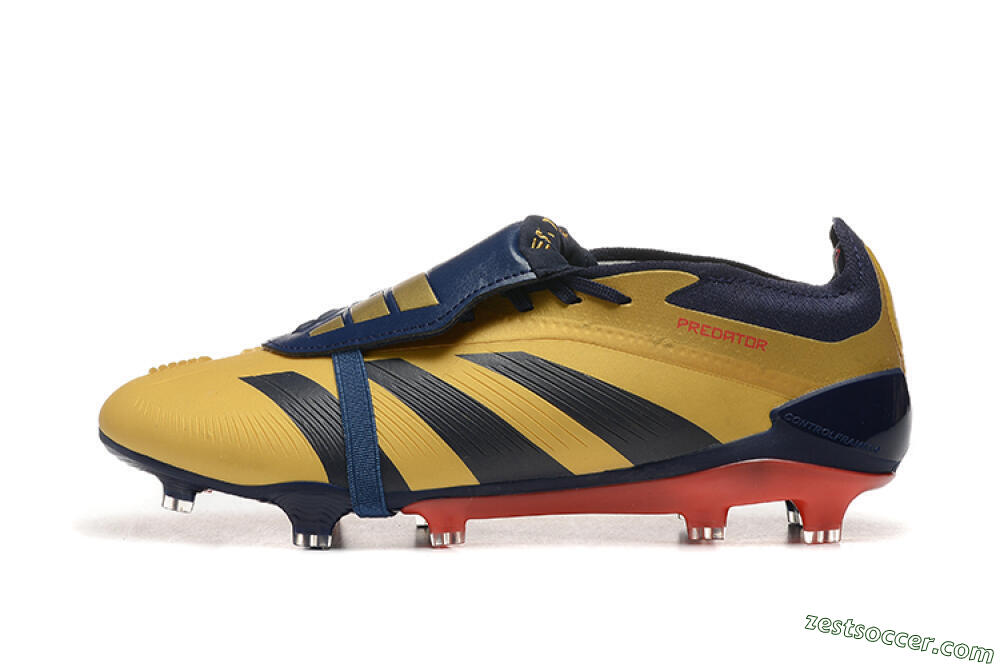 Adidas Predator Elite Foldover Tongue FG Low-Tops Soccer Cleats - Gold/Blue/Red 2