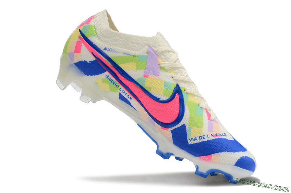 Nike Air Zoom Mercurial Vapor 15 Elite FG Low-Tops Soccer Cleats - Beige/Blue/Yellow/Pink 4