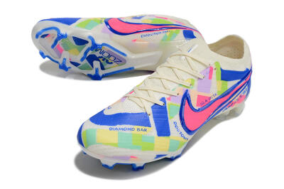 Nike Air Zoom Mercurial Vapor 15 Elite FG Low-Tops Soccer Cleats - Beige/Blue/Yellow/Pink