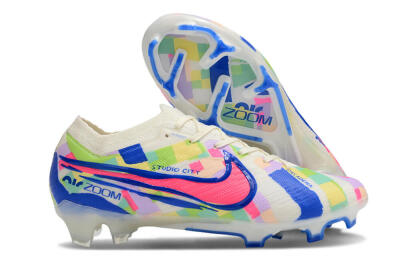 Nike Air Zoom Mercurial Vapor 15 Elite FG Low-Tops Soccer Cleats - Beige/Blue/Yellow/Pink