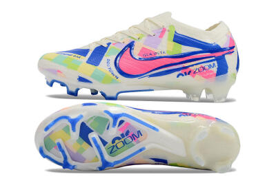 Nike Air Zoom Mercurial Vapor 15 Elite FG Low-Tops Soccer Cleats - Beige/Blue/Yellow/Pink