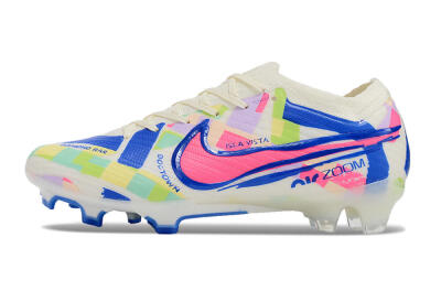 Nike Air Zoom Mercurial Vapor 15 Elite FG Low-Tops Soccer Cleats - Beige/Blue/Yellow/Pink