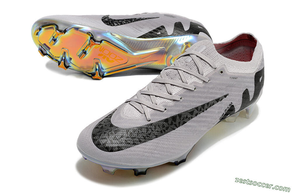 Nike Air Zoom Mercurial Vapor 15 Elite FG Low-Tops Soccer Cleats - Grey/Black/Gold 3