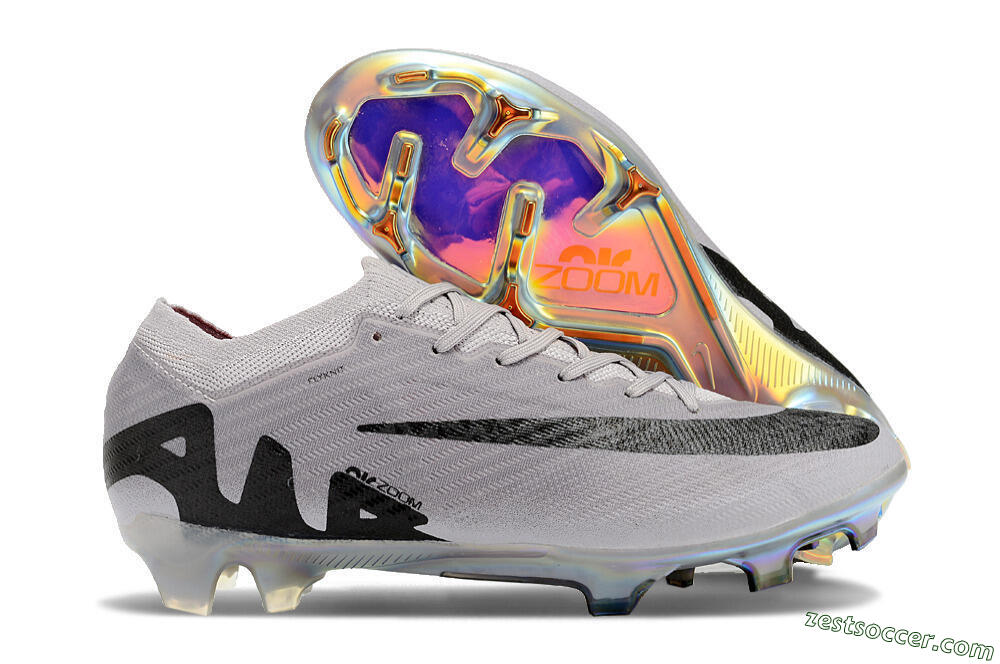 Nike Air Zoom Mercurial Vapor 15 Elite FG Low-Tops Soccer Cleats - Grey/Black/Gold 0