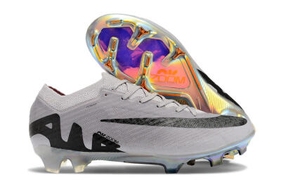 Nike Air Zoom Mercurial Vapor 15 Elite FG Low-Tops Soccer Cleats - Grey/Black/Gold