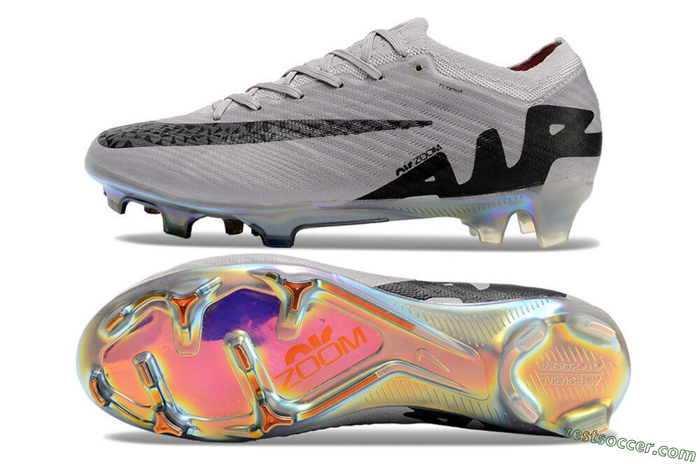 Nike Air Zoom Mercurial Vapor 15 Elite FG Low-Tops Soccer Cleats - Grey/Black/Gold 1