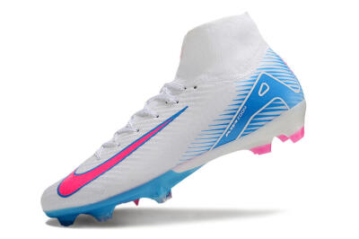 Nike Air Zoom Mercurial Superfly 10 Elite FG High-Tops Soccer Cleats - White/Pink/Blue