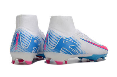Nike Air Zoom Mercurial Superfly 10 Elite FG High-Tops Soccer Cleats - White/Pink/Blue