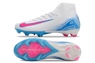 Nike Air Zoom Mercurial Superfly 10 Elite FG High-Tops Soccer Cleats - White/Pink/Blue