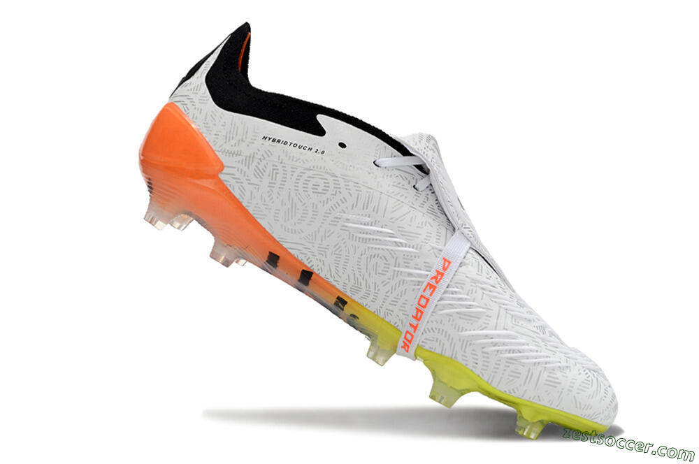 Adidas Predator Elite Foldover Tongue FG Low-Tops Soccer Cleats - White/Black/Orange/Yellow 4