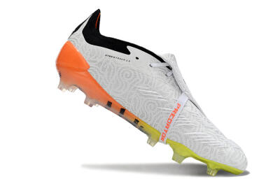 Adidas Predator Elite Foldover Tongue FG Low-Tops Soccer Cleats - White/Black/Orange/Yellow