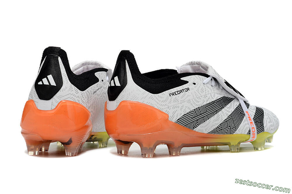 Adidas Predator Elite Foldover Tongue FG Low-Tops Soccer Cleats - White/Black/Orange/Yellow 6