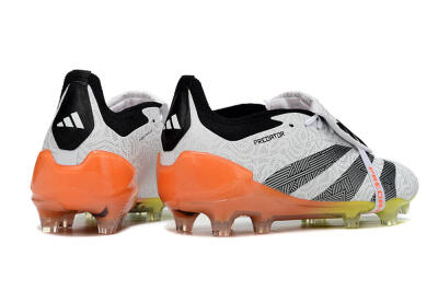 Adidas Predator Elite Foldover Tongue FG Low-Tops Soccer Cleats - White/Black/Orange/Yellow