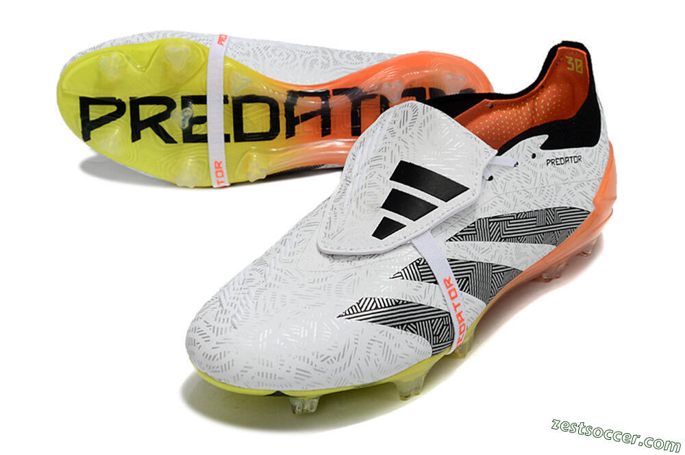 Adidas Predator Elite Foldover Tongue FG Low-Tops Soccer Cleats - White/Black/Orange/Yellow 3