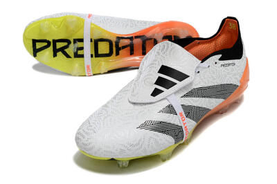 Adidas Predator Elite Foldover Tongue FG Low-Tops Soccer Cleats - White/Black/Orange/Yellow