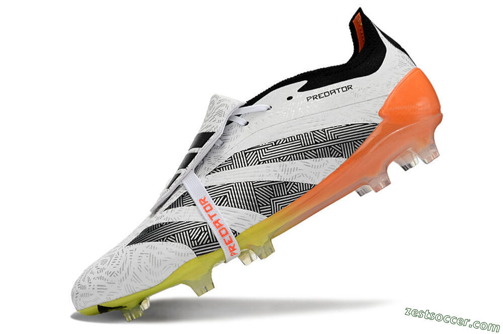 Adidas Predator Elite Foldover Tongue FG Low-Tops Soccer Cleats - White/Black/Orange/Yellow 5