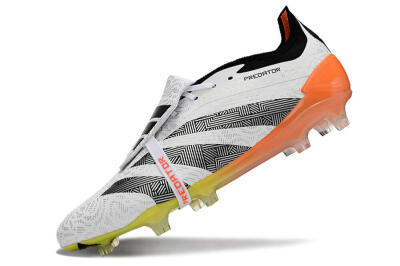 Adidas Predator Elite Foldover Tongue FG Low-Tops Soccer Cleats - White/Black/Orange/Yellow