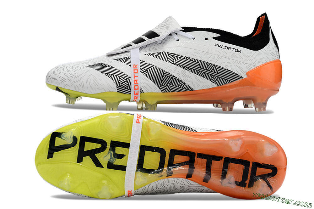 Adidas Predator Elite Foldover Tongue FG Low-Tops Soccer Cleats - White/Black/Orange/Yellow 1