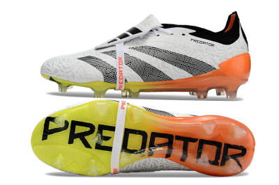 Adidas Predator Elite Foldover Tongue FG Low-Tops Soccer Cleats - White/Black/Orange/Yellow