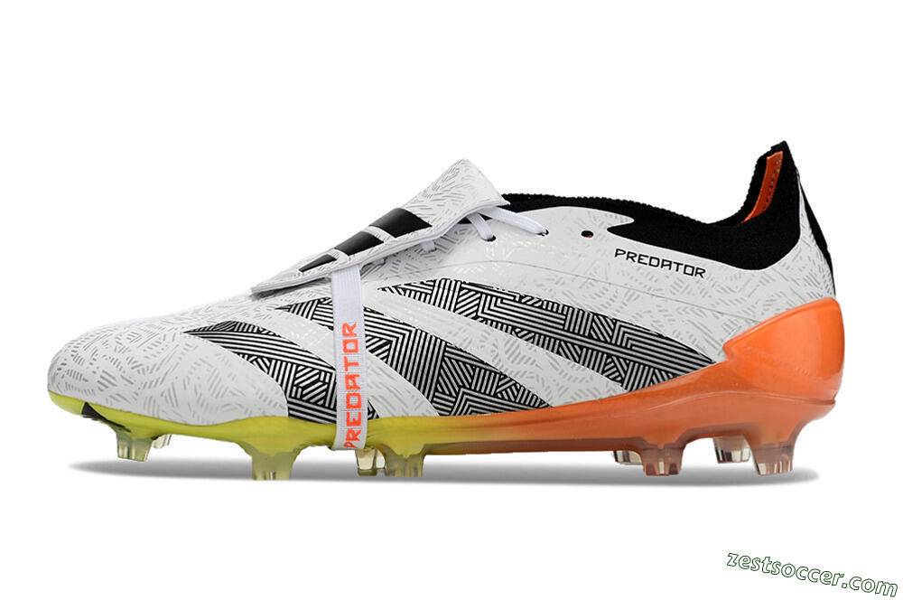 Adidas Predator Elite Foldover Tongue FG Low-Tops Soccer Cleats - White/Black/Orange/Yellow 2