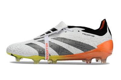 Adidas Predator Elite Foldover Tongue FG Low-Tops Soccer Cleats - White/Black/Orange/Yellow
