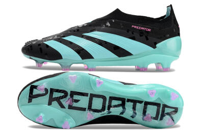 Adidas Predator+ Elite Laceless FG Low-Tops Soccer Cleats - Black/Jade/Pink