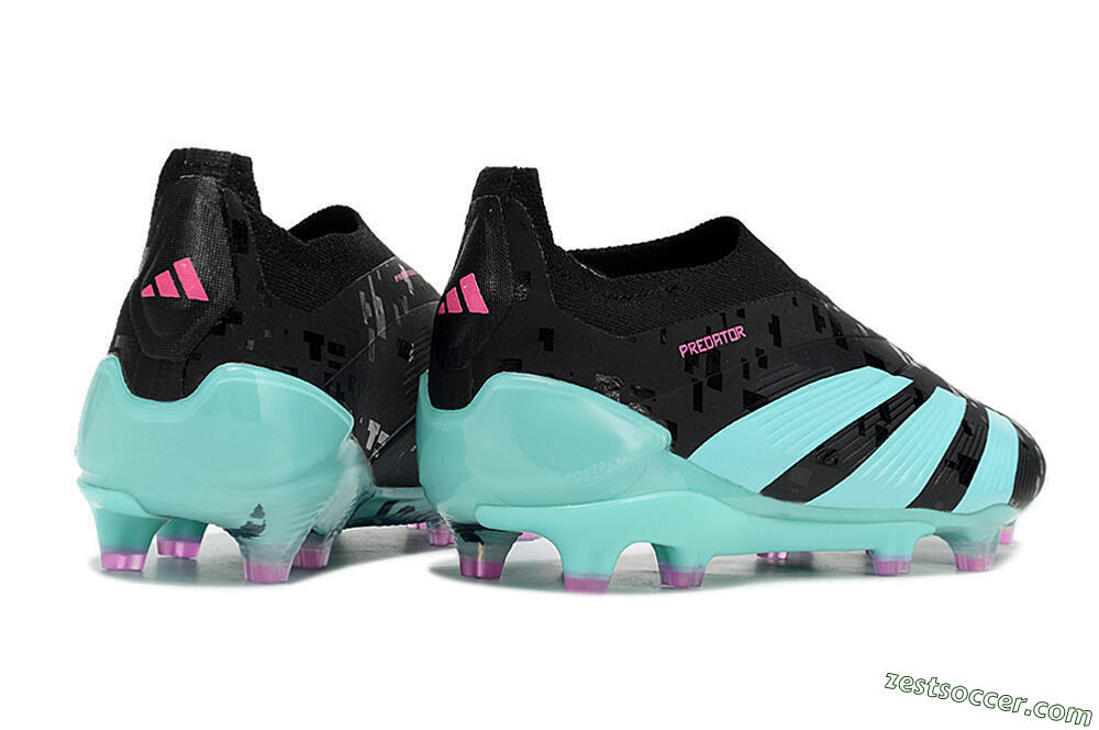Adidas Predator+ Elite Laceless FG Low-Tops Soccer Cleats - Black/Jade/Pink 6