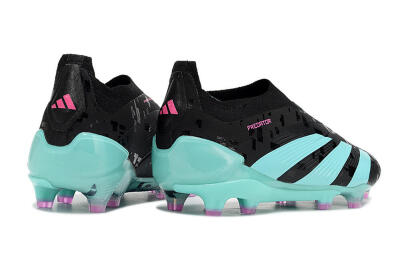 Adidas Predator+ Elite Laceless FG Low-Tops Soccer Cleats - Black/Jade/Pink
