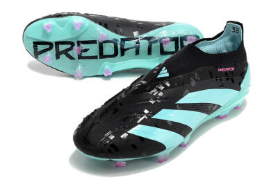 Adidas Predator+ Elite Laceless FG Low-Tops Soccer Cleats - Black/Jade/Pink