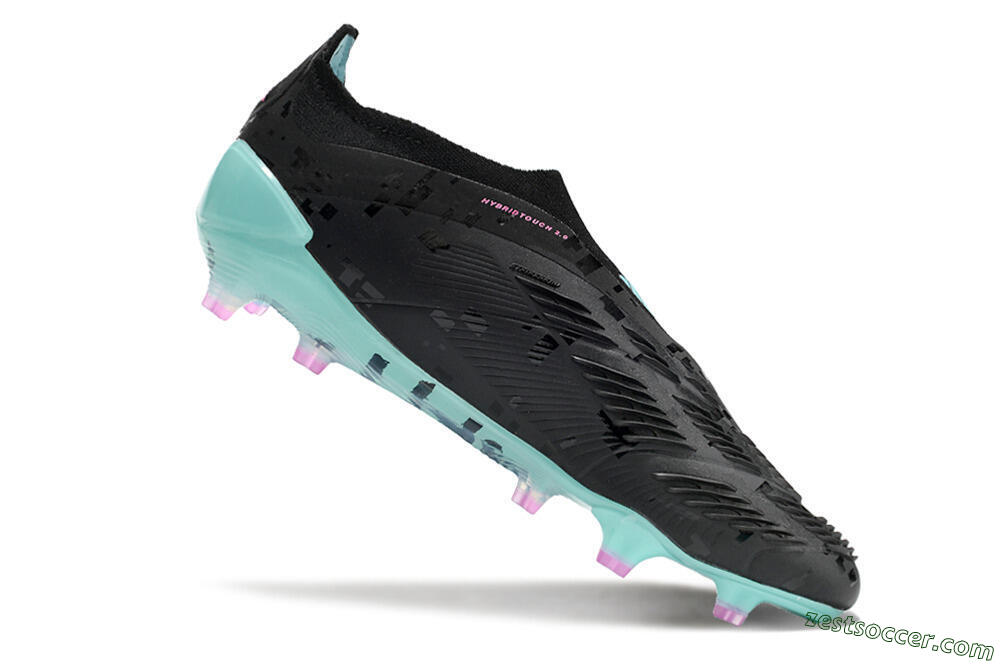 Adidas Predator+ Elite Laceless FG Low-Tops Soccer Cleats - Black/Jade/Pink 4