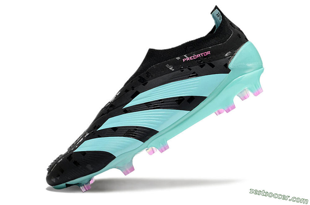 Adidas Predator+ Elite Laceless FG Low-Tops Soccer Cleats - Black/Jade/Pink 5