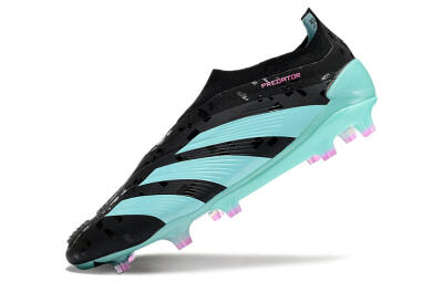 Adidas Predator+ Elite Laceless FG Low-Tops Soccer Cleats - Black/Jade/Pink