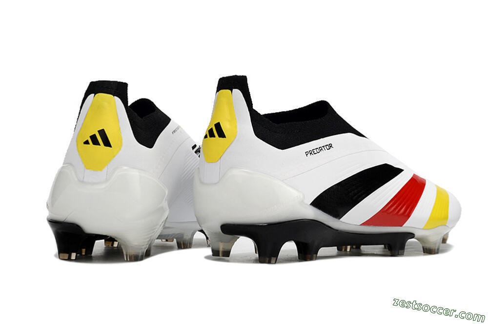 Adidas Predator+ Elite Laceless FG Low-Tops Soccer Cleats - White/Yellow/Red/Black 6
