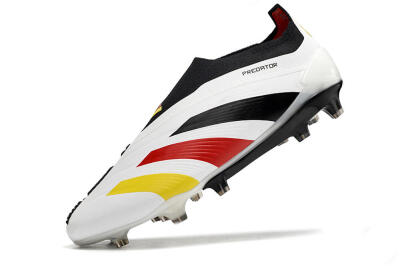 Adidas Predator+ Elite Laceless FG Low-Tops Soccer Cleats - White/Yellow/Red/Black