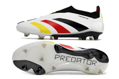 Adidas Predator+ Elite Laceless FG Low-Tops Soccer Cleats - White/Yellow/Red/Black