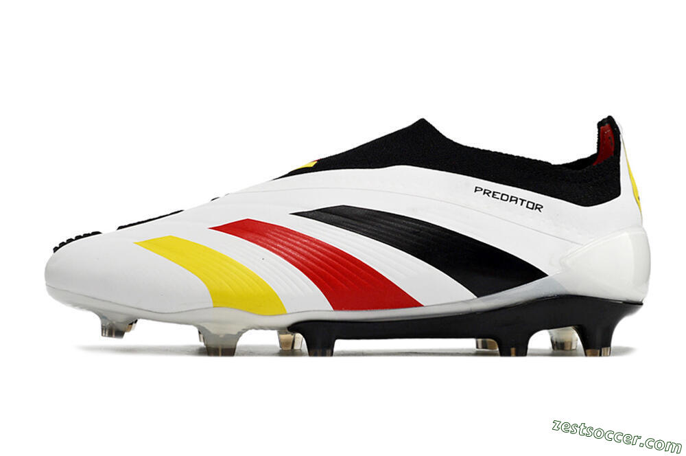 Adidas Predator+ Elite Laceless FG Low-Tops Soccer Cleats - White/Yellow/Red/Black 2