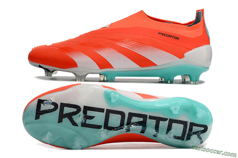 Adidas Predator+ Elite Laceless FG Low-Tops Soccer Cleats - Red/White/Jade 1