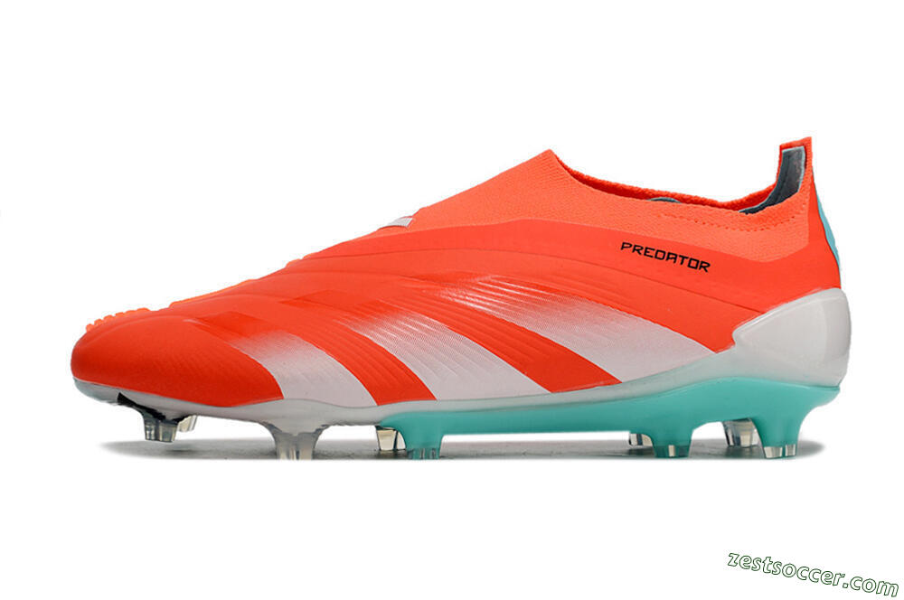 Adidas Predator+ Elite Laceless FG Low-Tops Soccer Cleats - Red/White/Jade 2