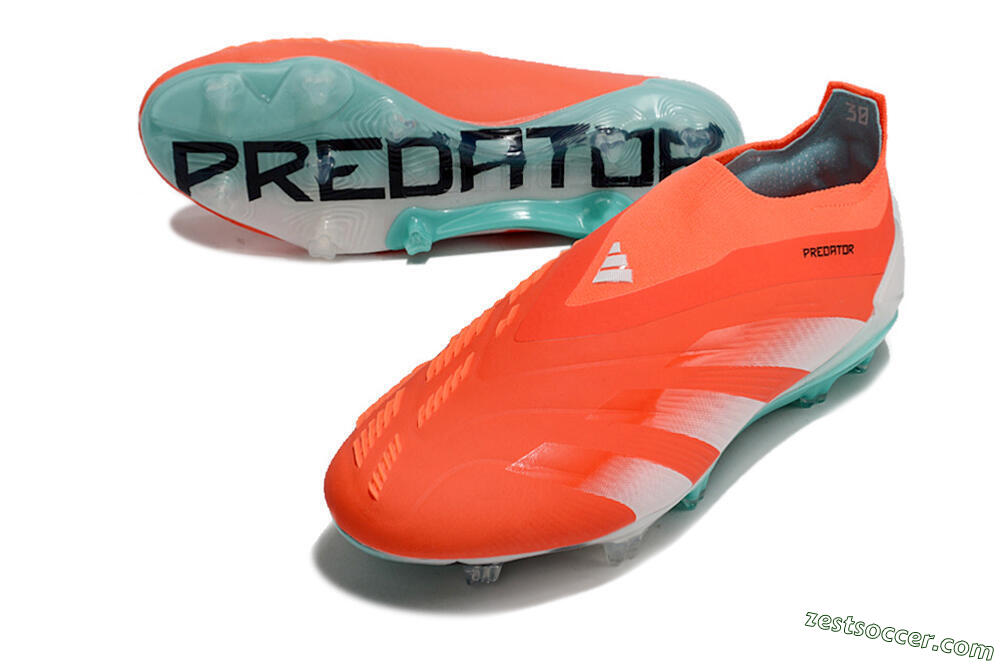 Adidas Predator+ Elite Laceless FG Low-Tops Soccer Cleats - Red/White/Jade 3